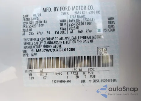 2024 Lincoln Aviator Reserve from USA, damaged, VIN 5LM5J7WCXRGL01286